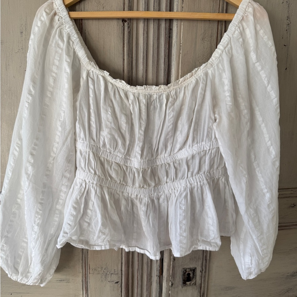 J. Crew White Peasant Blouse